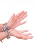 two hands with chain isolated on white