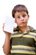 Boy with blank card 4