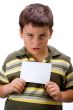 Boy with blank card 1