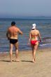 Taking sunbath by walking
