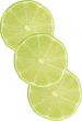 close-ups of fresh lime slices isolated on white