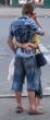 Young pair dating at town street