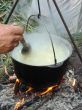 Tourist boiler upon opened wood fire