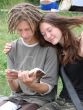 Young stydents reading in street