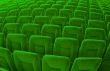 Group of many green seats in public hall