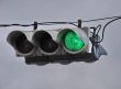 urban stoplight with green light