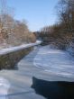 Winter snowy morning riverside