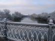 Spring snowy morning riverside