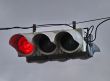 urban stoplight with red light