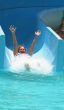 The child has fun in pool
