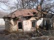 Burned abandoned wintage town building
