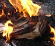 Flame of burning paper sheet stack
