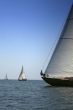 Two yachts on sea open space
