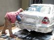 Man cleaning the car