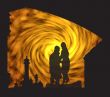 Silhouette of the girl and the young man