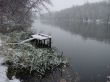 First season snowfall on river