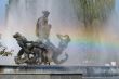 Fountain sculpture with rainbow