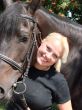 Blond Female Model with Dark Horse