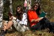 Girls reading  in the park