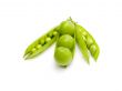 Three fruits plums in a pod of a green peas
