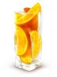 Glass with orange fruits isolated