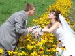 Young happy adult just married newlyweds