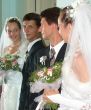 Young happy adult just married newlyweds