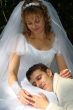 Young happy adult just married newlyweds