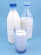 milk on blue background