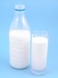 milk on blue background