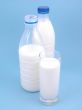milk on blue background