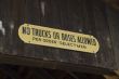 Sign on covered bridge