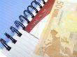 Notebook with Euro and a credit card
