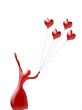 Silhouette of the ballerina with balloons heart
