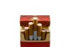 Full pack of cigarettes on a white background