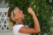 Blondie is collecting olives