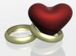 Two wedding rings with heart. the 3D  image.