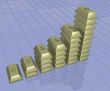 The schedule from gold ingots. the 3D image.