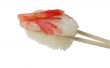 Shrimp sushi in chopsticks