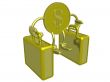 Gold dollar carry two suitcases. 3D image.