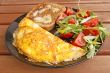 omelette, salad and buttered toast