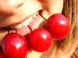The girl with a sweet cherry