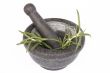 mortar with rosemary