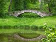 Reflection of stone bridge in lake