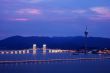 Night view of Macau tower convention and bridges
