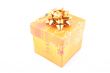 colorful box with golden ribon isolated
