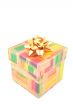 colorful box with golden ribon isolated