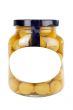 Glass jar of olives