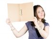 Beautiful woman holding a folder