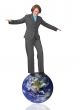 business woman balancing on earth